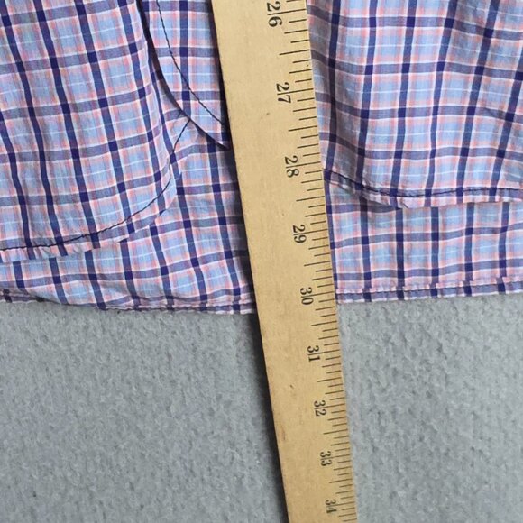 Billy Reid Shirt Men Size Large Purple Windowpane Plaid Long Sleeve Cotton Fit 2 - Picture 9 of 13